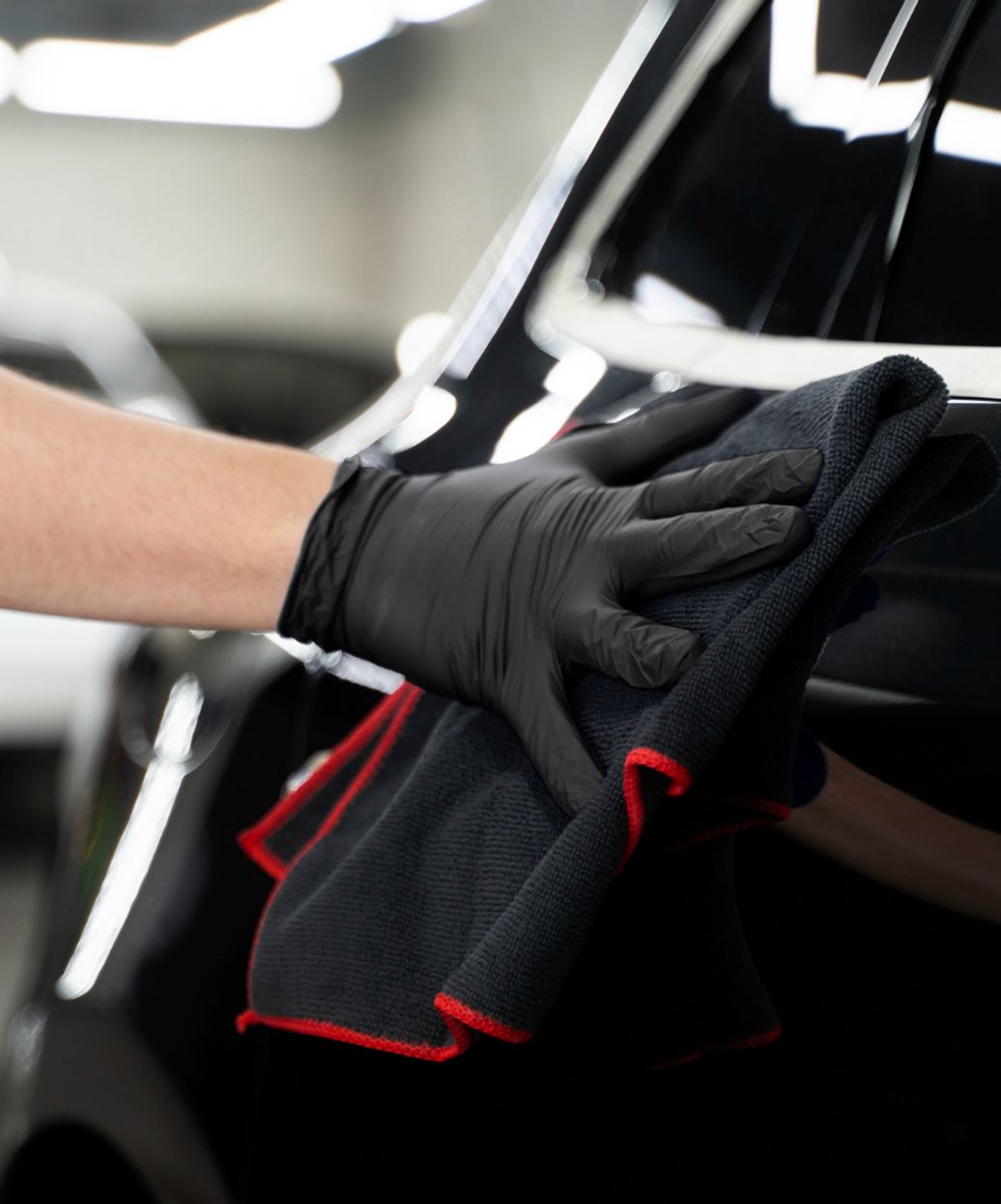 Wiping car with cloth